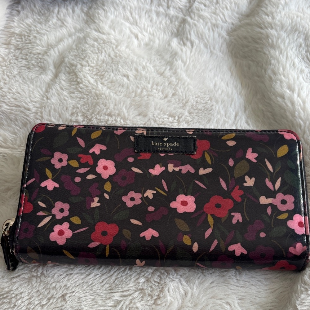 Kate Spade Black and Pink Floral Wallet